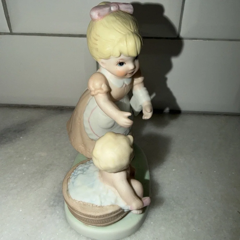 HOMCO Porcelain Bath Time Mom Boy #1450 Home Interiors Vintage Retired Parenting